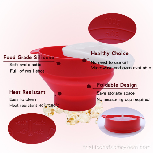 Cuisine micro-ondes en silicone pop-corn bol à la maison